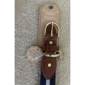 Harry Barker Dog Collar NEW Large Blue Pieced Stripe Buckle Collar 17"-23" Neck